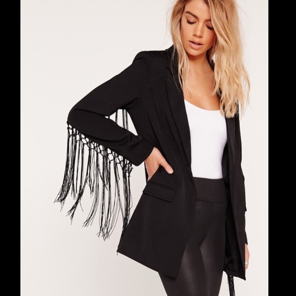 Missguided Jackets & Blazers - NWT Black Fringe Blazer Festival Style Missguided